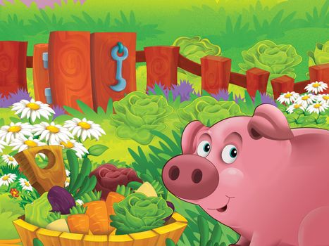 Beautiful cartoon illustation with many elements - educational