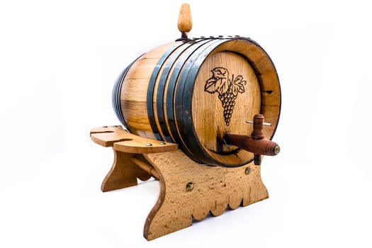 Wood barrel for wine on a white background