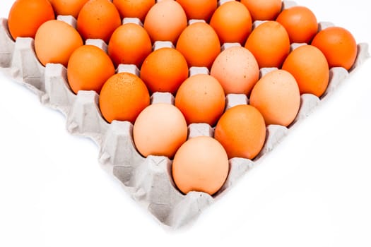Eggs in a carton isolated on a white background