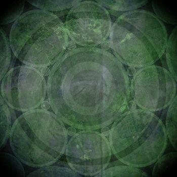 Green and black grunge background with circles
