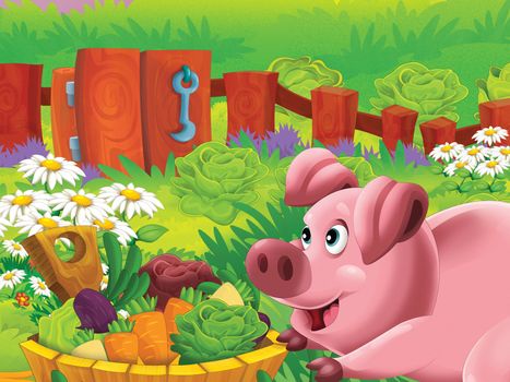 Beautiful cartoon illustation with many elements - educational