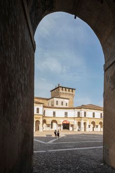 Mantua, Italy. July 13, 2021.  view of the Piazza Castello in the city center
