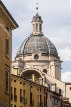 Mantua, Italy. July 13, 2021.  The cupola of St. Anrdew church in the city center