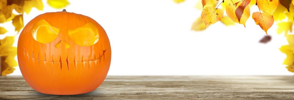 Halloween pumpkin head. Halloween decoration and background.