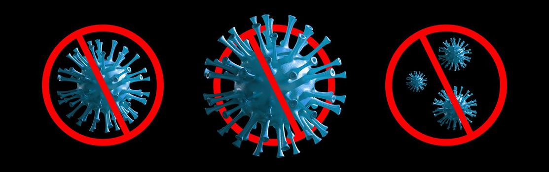 Stop coronavirus and quarantine concept. 3D medical illustration