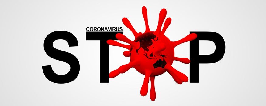 Stop coronavirus and quarantine concept. 3D medical illustration