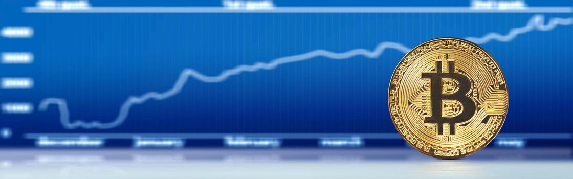 Cryptocurrency concept. Trends in bitcoin exchange rates. Rise and fall of bitcoin.