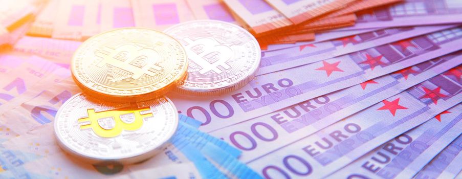Cryptocurrency concept. Trends in bitcoin exchange rates. Rise and fall of bitcoin.