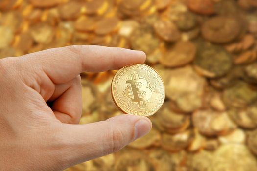 Cryptocurrency concept. Trends in bitcoin exchange rates. Rise and fall of bitcoin.
