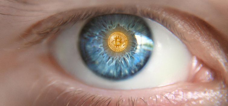 Cryptocurrency concept. Trends in bitcoin exchange rates. Rise and fall of bitcoin.