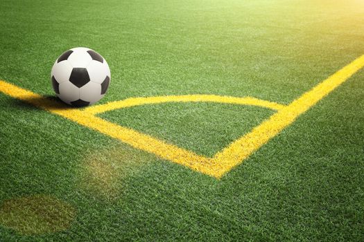 Traditional soccer game with a leather ball