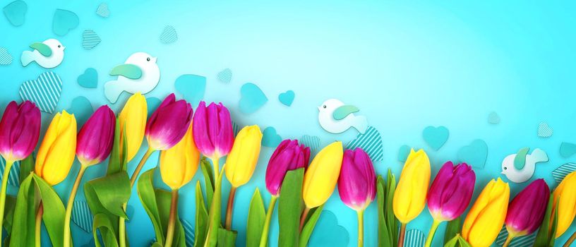 Spring concept of the celebration. Greeting card for women's Day