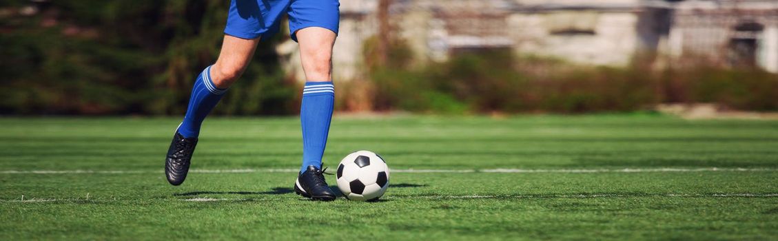 Traditional soccer game with a leather ball