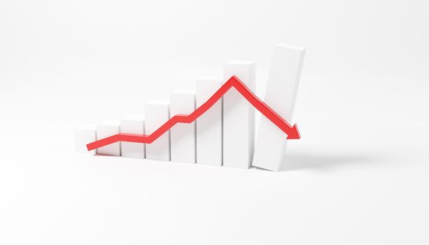 Graphs representing the stock market crash. 3d illustration