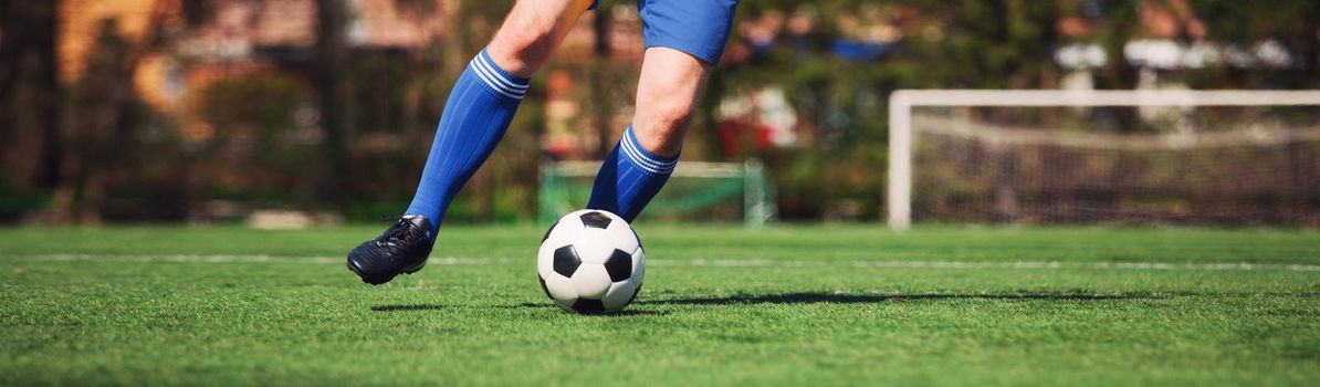 Traditional soccer game with a leather ball