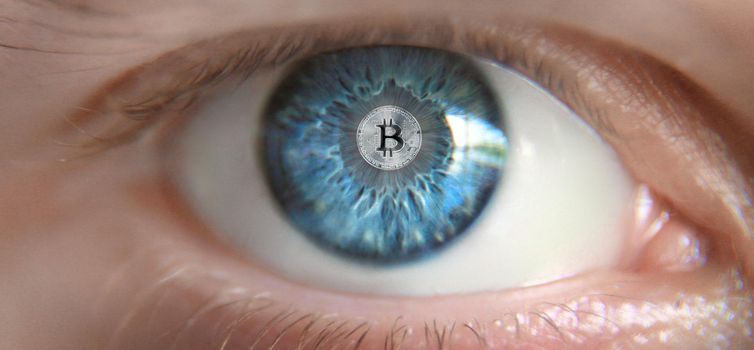 Cryptocurrency concept. Trends in bitcoin exchange rates. Rise and fall of bitcoin.