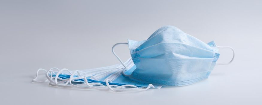 Typical surgical mask to cover mouth, nose. Protection concept, against coronavirus.
