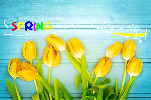 Spring concept of the celebration. Greeting card for women's Day
