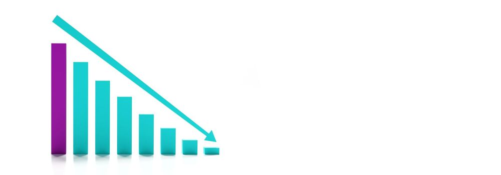 Graphs representing the stock market crash. 3d illustration