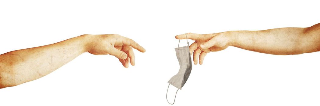 Typical surgical mask to cover mouth, nose. Protection concept, against coronavirus.