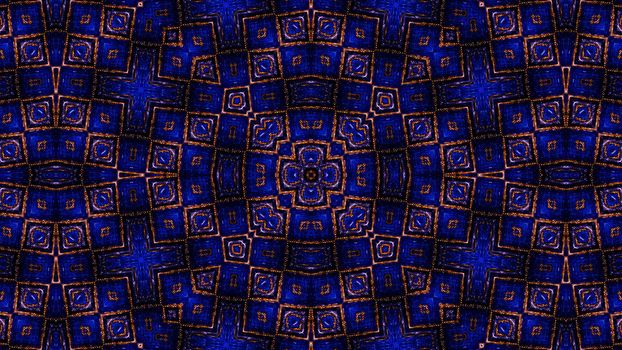Abstract symmetrical textured blue background with an ornament.