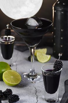 Blueberry Martini is a Full Moon Tini in a glass. Halloween cocktail idea