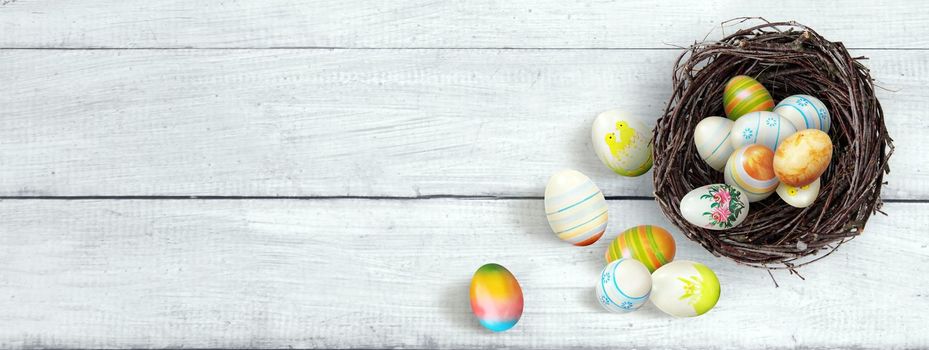 Easter composition with eggs. Festive decoration. Happy Easter!