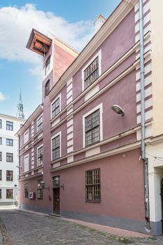 Riga, Latvia. August 2021.  exterior view of the Latvian Museum of Photography in the city center