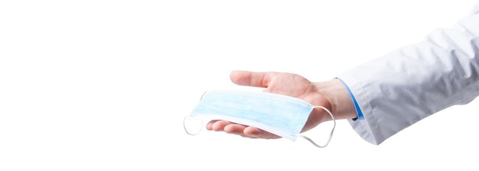 Typical surgical mask to cover mouth, nose. Protection concept, against coronavirus.