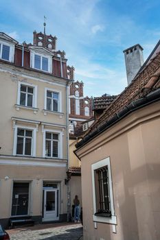 Riga, Latvia. August 2021. An old street in the city center