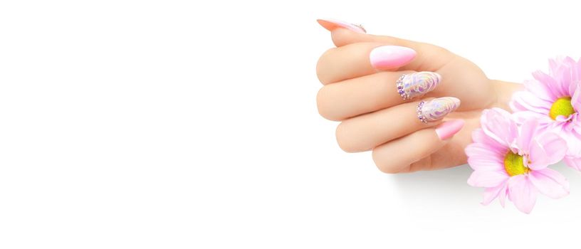 Nail polish trends. Woman with stylish manicure.