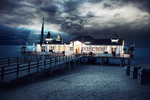 Baltic sea beach with dunes and ocean view. Holiday background.