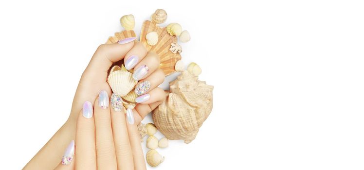 Nail polish trends. Woman with stylish manicure.