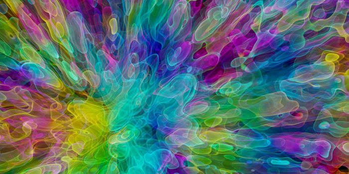 multicolored transparent waves explosion background. 3d rendering