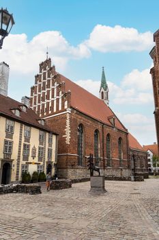 Riga, Latvia. August 2021. panoramic view of St. John's Church in the city center