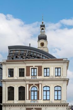 Riga, Latvia. August 2021. some bells in the town hall building