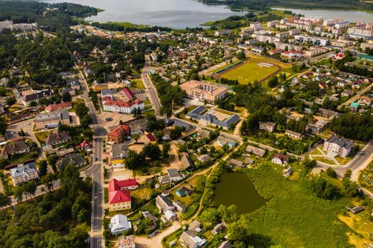 Top view of the city of Braslav in summer, Vitebsk region, Belarus..