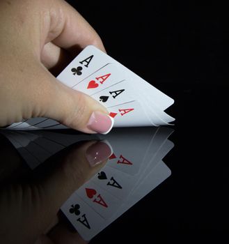 Multicolored casino chips for playing poker