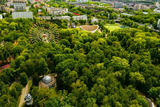 The view from the top of the Park in Minsk.A bird's-eye view of the city of Minsk .Belarus.