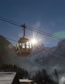 Cable Car in Russian Dombay, Caucasus Ski Resort