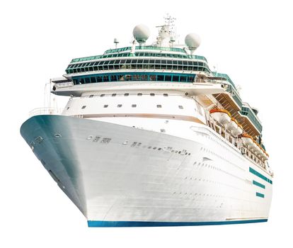 Cruise ship isolated on white background, huge ocean liner