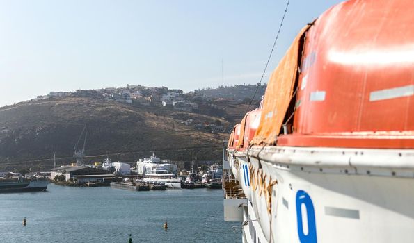 Lifeboats on cruise ship