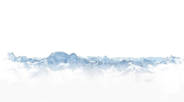 Panorama of winter mountains with much snow. copy space background for your design