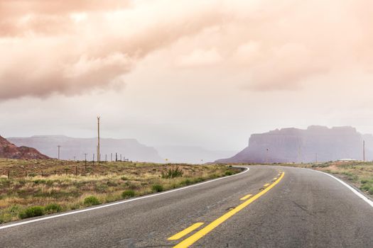 Highway leading into Monument Valley, Utah, USA