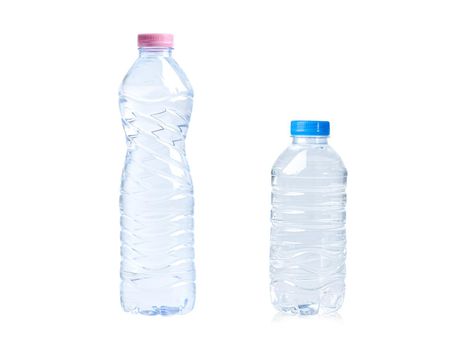 Plastic water bottle isolated on white background.