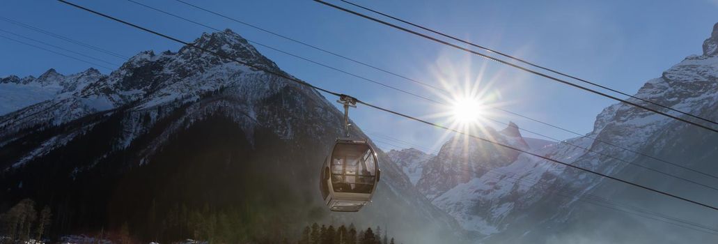 Cable Car in Russian Dombay, Caucasus Ski Resort