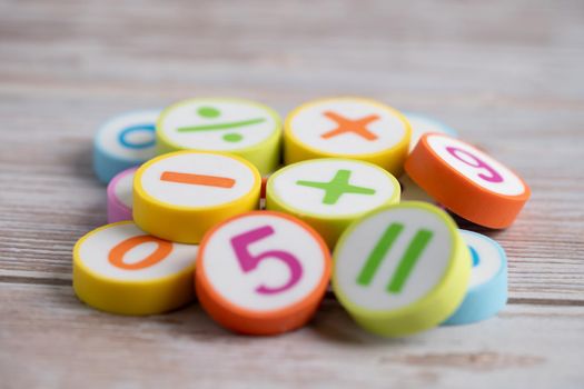 Math number colorful on white background, education study mathematics learning teach concept.