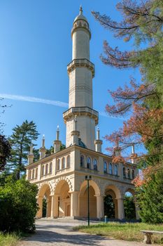 Minaret in Valtice Lednice area, In lednice castle park, Czech Republic