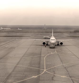 Airplane has just arrived and is parked