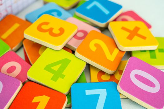 Math number colorful on white background, education study mathematics learning teach concept.